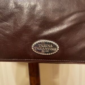 Tarina Tarantino brown evening bag